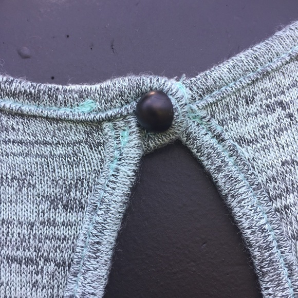 Owl High Low Shirt M Sleeveless Aqua Gray Heather - Picture 10 of 11